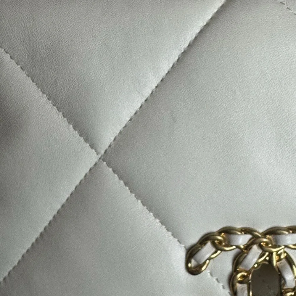 Chanel 19 Ivory Lambskin Mixed Metal Medium Bag Microchipped Authentic CoA
